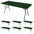 Fitted 8ft Rectangle Tablecloth with Elastic Edges - Hunter Green, 30 x 96 Inches, 6 Pack