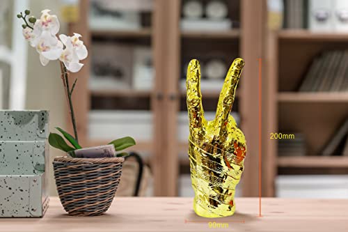 Silver Hand Gesture Desk Statue - Funny Finger Sculpture for Halloween Prank - Yeah-Gold