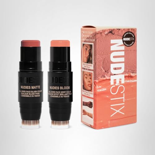 Nudestix Pretty Nude Skin Kit – 2-Piece Cream Blush Stick Set for Cheeks, Eyes & Lips | Includes Nudies Matte & Nudies Bloom | For All Skin Tones