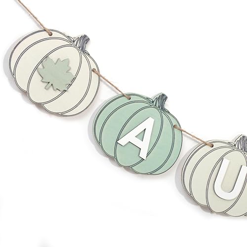 Rustic Wooden Autumn Pumpkin Banner - Fall Garland for Fireplace & Thanksgiving Decor