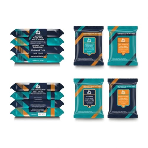 Men’s Face Wipes 4-Pack - Cleansing Wipes for Men with Cedar, Bourbon, Eucalyptus, Tea Tree & Sandalwood