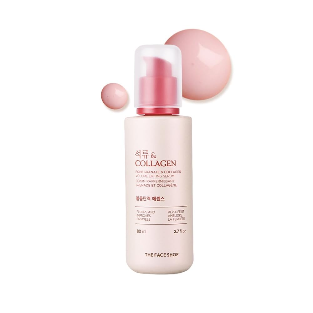 The Face Shop Pomegranate & Collagen Serum - Firming & Hydrating Anti-Aging Formula - Lightweight Korean Skincare