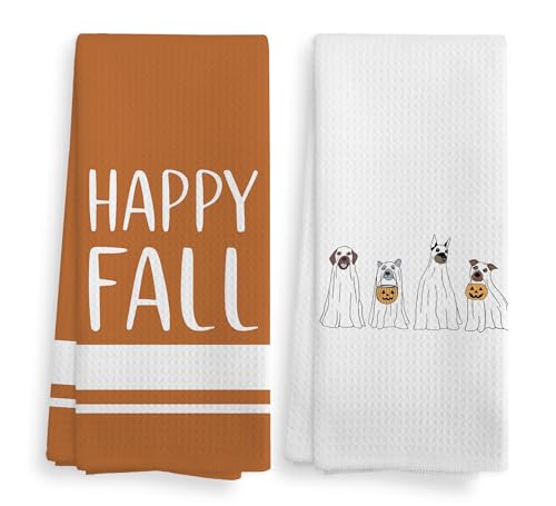 Happy Fall Kitchen Towels and Dishcloths Set of 2 - Fall & Halloween Decor