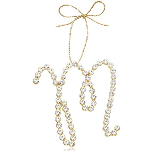 Christmas Letter Ornament - Gold Initial M for Tree & Festive Decor