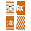 Orange Ghost Halloween Kitchen Towels Set of 4 - 18x26 Inches, Soft & Absorbent