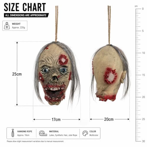11-Inch Bloody Zombie Severed Head Halloween Decoration Prop