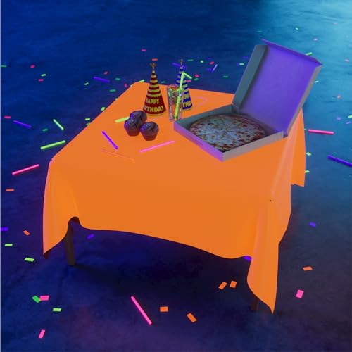 Glow in The Dark Neon Plastic Tablecloths for Black Light Parties - 6 Pack