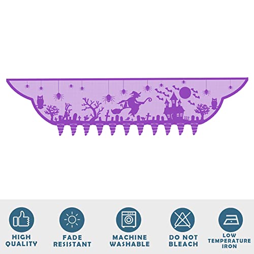 Halloween Mantle Scarf Lace Decoration Haunted House Ghost Witch Hat - Purple