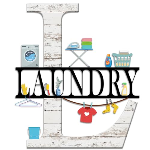 Funny Laundry Room Wall Art Sign - Metal Wood Grain Black 12x14 Inches