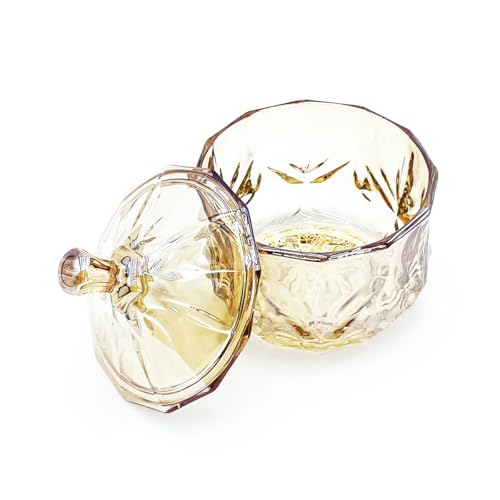 8oz Amber Glass Candy Jar with Lid - Small Decorative Storage Container