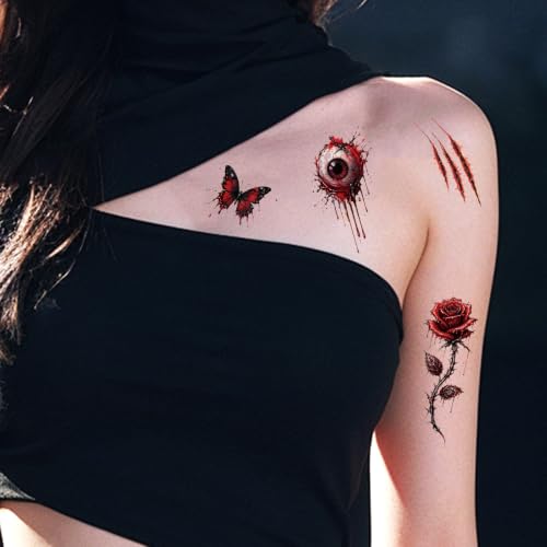 Zombie Makeup Scar Tattoo Stickers for Halloween Cosplay - 10 Sheets