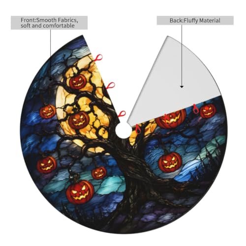 36-Inch Halloween Pumpkin Tree Skirt Fall Decor Carpet Mat for Xmas & Party