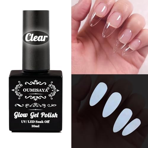 Glow in the Dark Clear Gel Nail Polish - Long Lasting UV/LED Curing - Pack of 1 GP66A