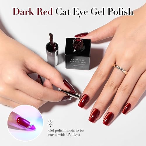 Wine Red Cat Eye Gel Polish - Magnetic Glitter Nail Lacquer with Magnet, 0.6 Fl Oz - Variation: Wine Red / 0.6 Fl Oz