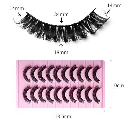 False Eyelashes 10 Pairs Pack - 3D Fluffy Russian D Curl Natural Look Black3