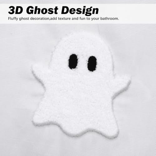 Halloween Ghost Shower Curtain 72x72 Inches with 3D Embroidery & Hooks