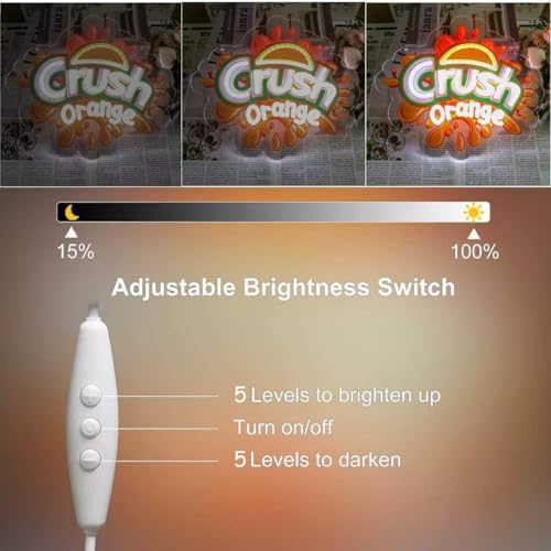 Crush Orange Neon Sign for Wall Decor - Juice Style LED Light, Dimmable, USB Powered, 12x11 Inch