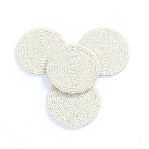 Ivory Handmade Beaded Coasters Set of 4 - 4-Inch Round Halloween Fall Holiday