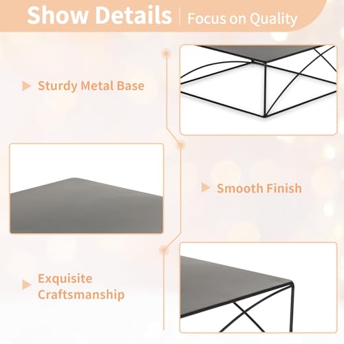 Black Square Cake Stand - 10.2 Inch Metal Dessert Pedestal - NUPTIO