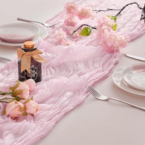 Pink Cheesecloth Table Runner 10Ft Rustic Boho Wedding Party Decor