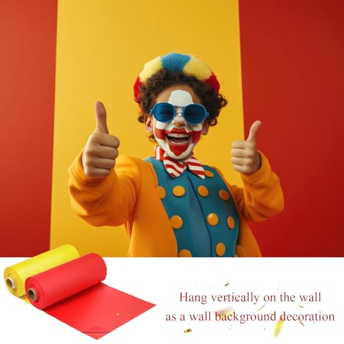 Carnival Circus Table Cover Backdrop - 2 Rolls Yellow & Red, Waterproof Disposable