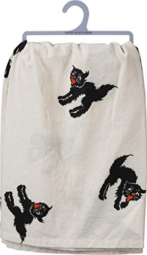 Halloween Dish Towel 28x28 Inch - Retro Jack-o'-Lantern & Black Cat Design