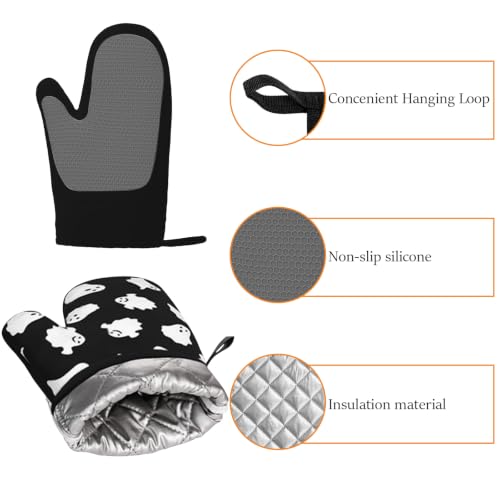 Halloween Ghost Silicone Oven Mitts Set - Spooky Non-Slip Heat-Resistant Kitchen Gloves with Variation: Ghost