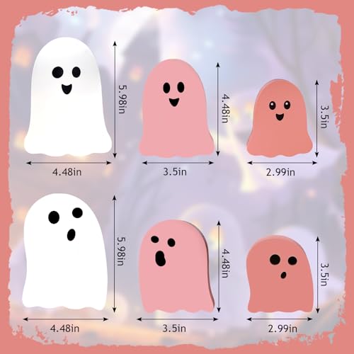 Pink Ghost Wooden Decorations Halloween Indoor Table Decor Set - Cute Ghosts