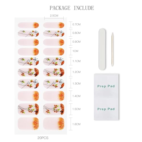 Semi Cured Gel Nail Art Stickers with Glitter for Halloween and Fall