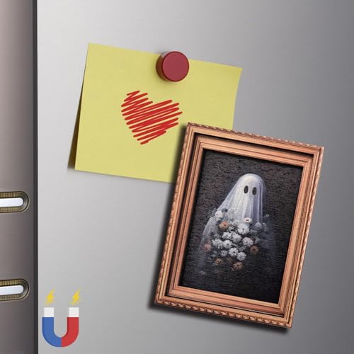 Halloween Ghost Refrigerator Magnet with Floral Frame - Style7