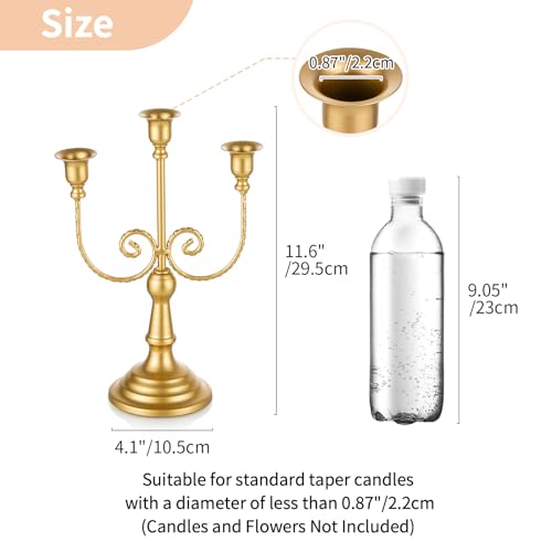NUPTIO 3-Arms Gold Candlestick Holders for Taper Candles - Set of 6