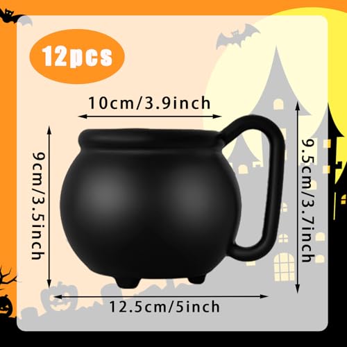 12PCS 15 oz Cauldron Mugs Black Witches Brew Cups for Halloween & Parties