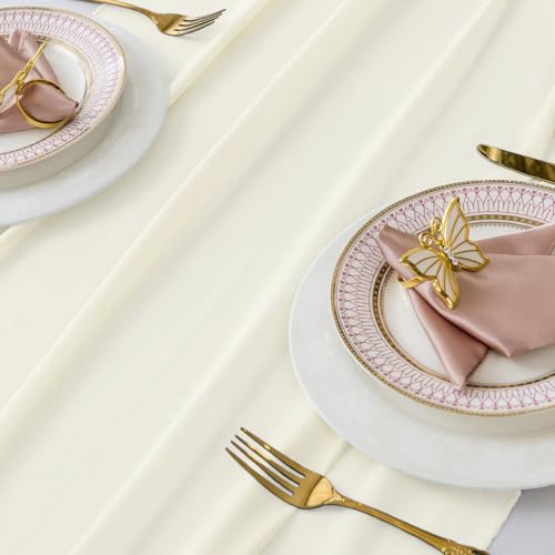 10ft Chiffon Table Runner Pack of 5 - Ivory Romantic Rustic Wedding Decor