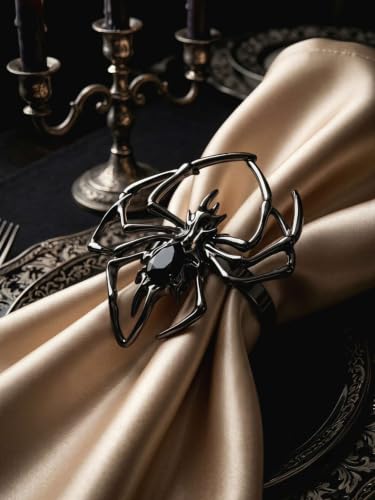 Halloween Spider Napkin Rings Set of 12 - Gothic Table Decorations