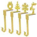 Komotu Christmas Stocking Holders Set of 4 - Gold Non-Slip Mantle Hooks