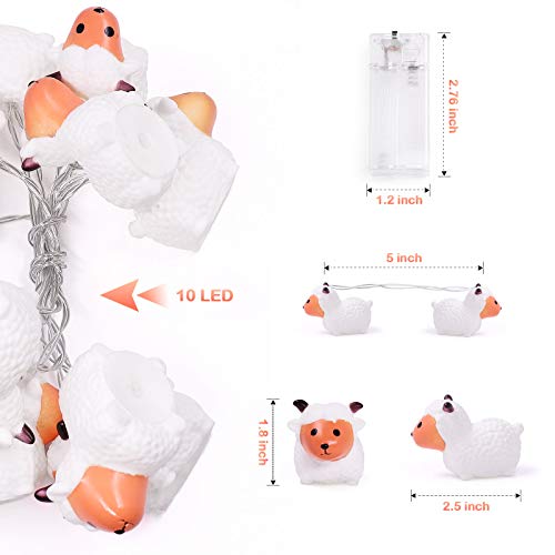 White Lamb Children's String Lights - 10 LED Little Sheep Decor for Kids Room & Party