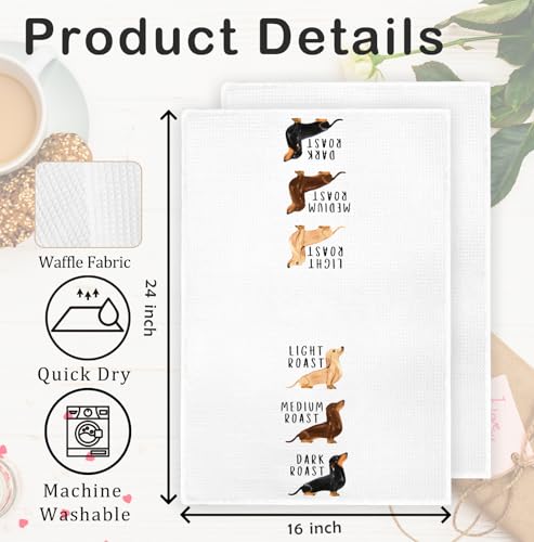 Three Dachshund Kitchen Towels - Funny Weiner Dog Gift for Dachshund Lovers
