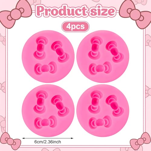 Mini Silicone Bow Molds for Cake Decorating Candy Chocolate & Crafts - 4 Pack
