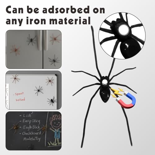 3D Fake Spider Magnets Set - Realistic Brown and Black Refrigerator Decor