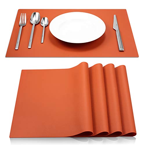 Dark Orange Silicone Placemats Set of 4 - Heat-Resistant Non-Slip Table Mats