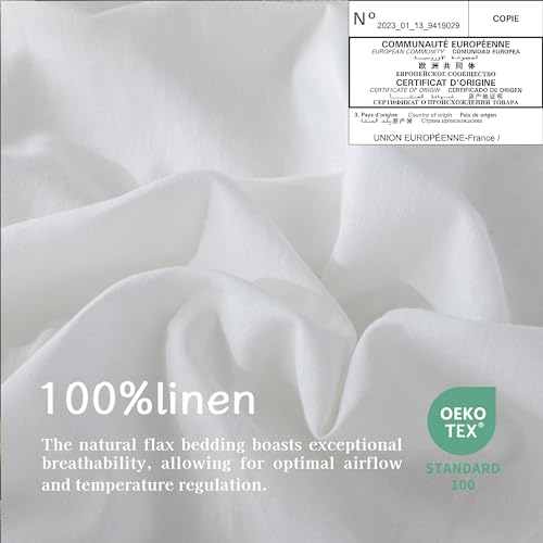 Everly 100% Natural Linen Round Tablecloth 70 Inch White for Weddings & Events