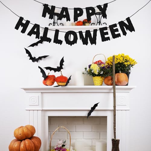 Halloween Banner with Glitter Dripping Letters - Spooky Party Decor