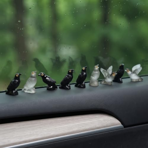 Halloween Luminous Crow Car Decor - 30PCS Witchy Goth Mirror & Dashboard Accessories - Variation A