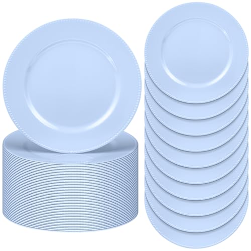 Light Blue Beaded Round Charger Plates - 13 Inch Set of 36 with Variation Light Blue / Beaded