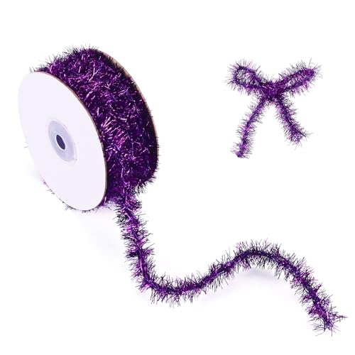 Purple Tinsel Garland for Christmas Party Decor - 32.81 ft - Variation A