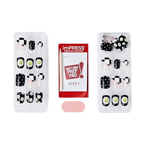 Press-On Nails with Adhesive - Black Short Squoval Design, 30 Count