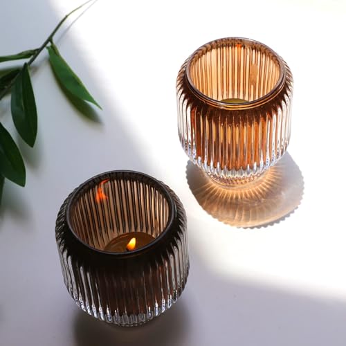 Brown Votive Candle Holders Set of 4 - Fall Thanksgiving Decor Variation of THIS listing