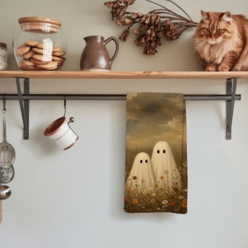 Ghost Farmhouse Halloween Kitchen Hand Towels 16x24in - Ghost-1