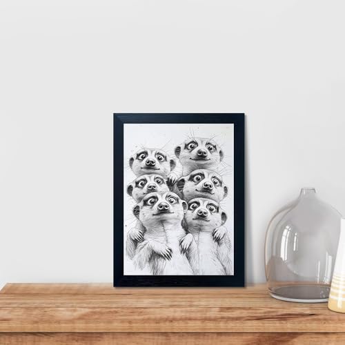 14 Inch Black and White Raccoon Group Photo Frame Wall Art - Bathroom & Kids Room Decor