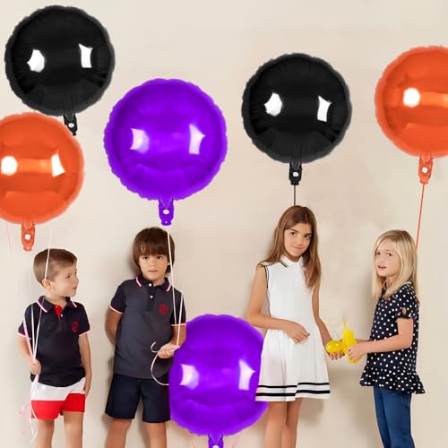 18 Inch Black Orange Purple Foil Balloons Set for Party Decorations - Helium & Air Fillable
